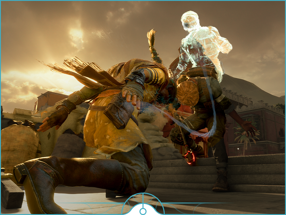 Unknown 9: Awakening's Haroona performs an enemy takedown.