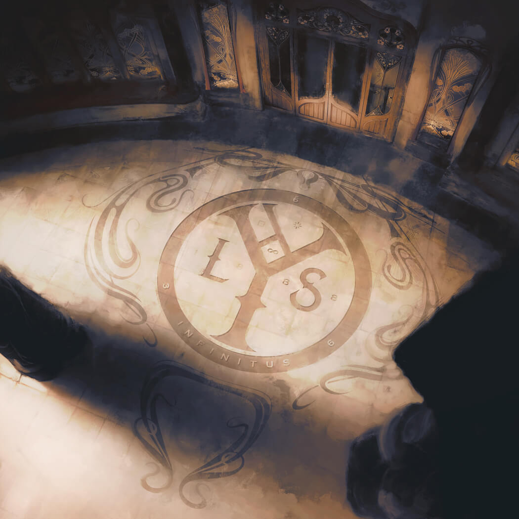 The LYS insignia appears on the floor of a Leap Year Society location within the Unknown 9: Awakening video game.